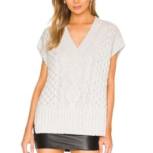L’Academie Cable Knit Sweater Vest Oversized Large Light Academia Cottagecore